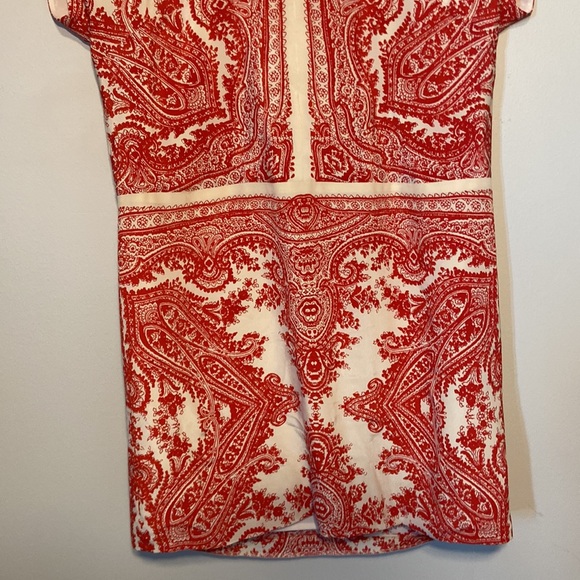 Madewell Red and cream 100% Silk Paisley Tunic Dress Fully Lined Size XS - Picture 5 of 8